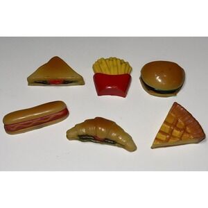 Retro 70s Vintage Refrigerator Rubber Food Magnets Burger Fries Sandwich Pie Lot